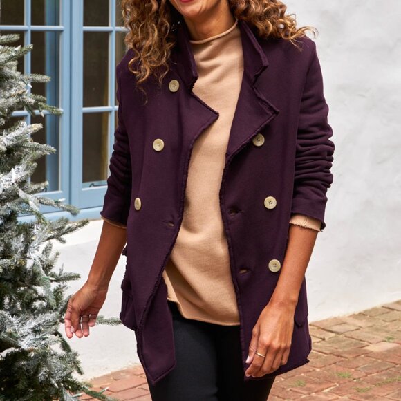 Frank & Eileen NWOT Belfast Sweatshirt Peacoat Purple Triple Fleece - small